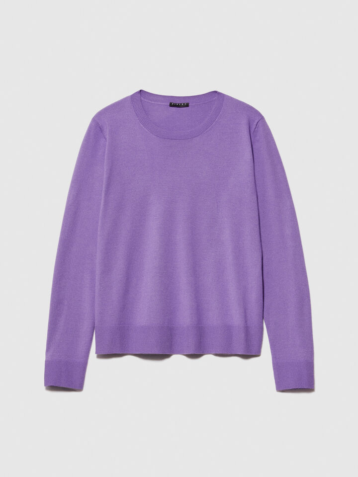 Solid colored sweater - women's crew neck sweaters - Lilac | Sisley image number 6